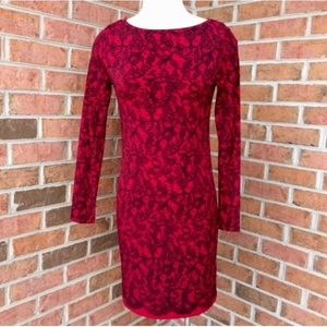 MK long sleeve red and black dress